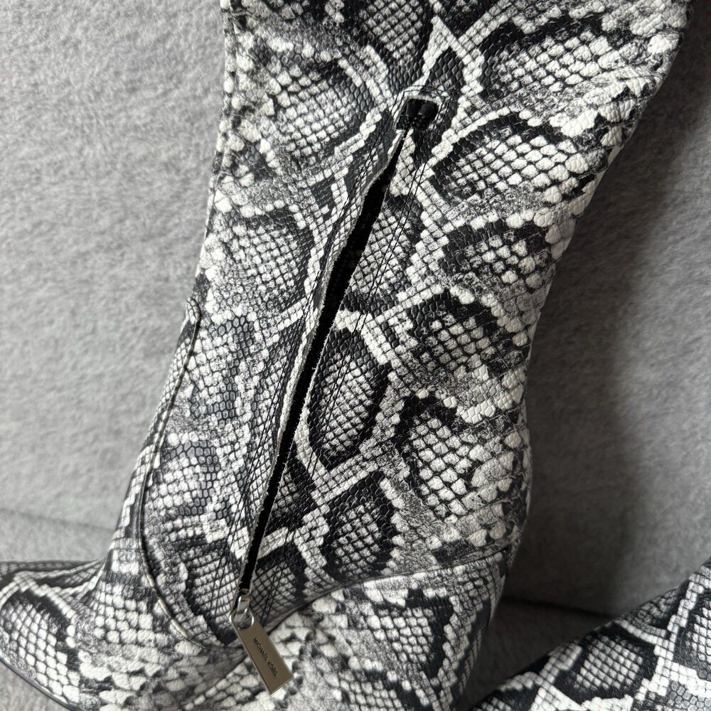 Michael Kors Leather Knee-High Wedge Boot Snake Size 7.5M Festival Concert Party - Picture 10 of 15